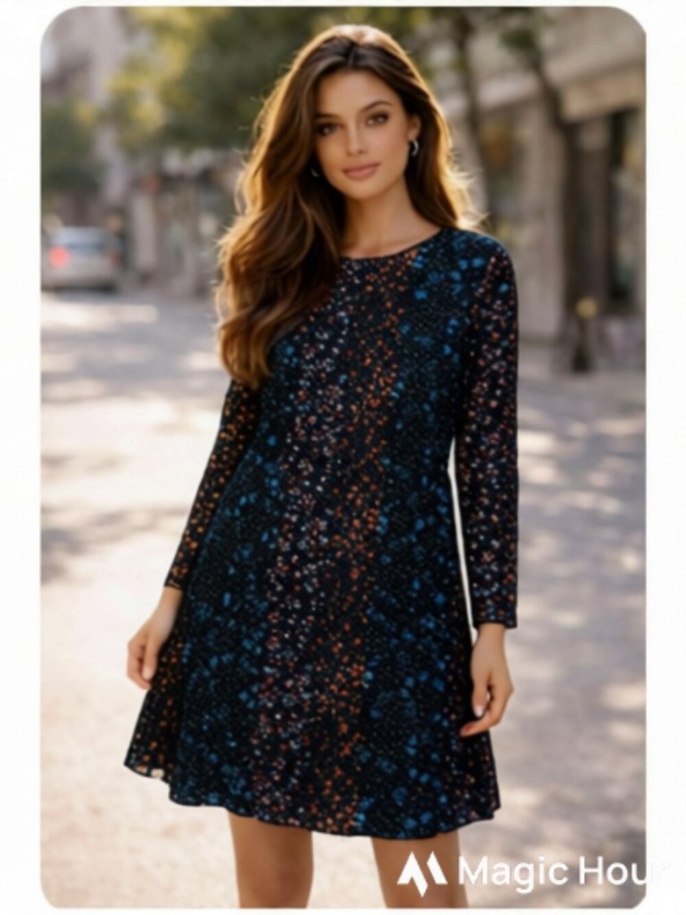 George Black Floral Long Sleeved Dress